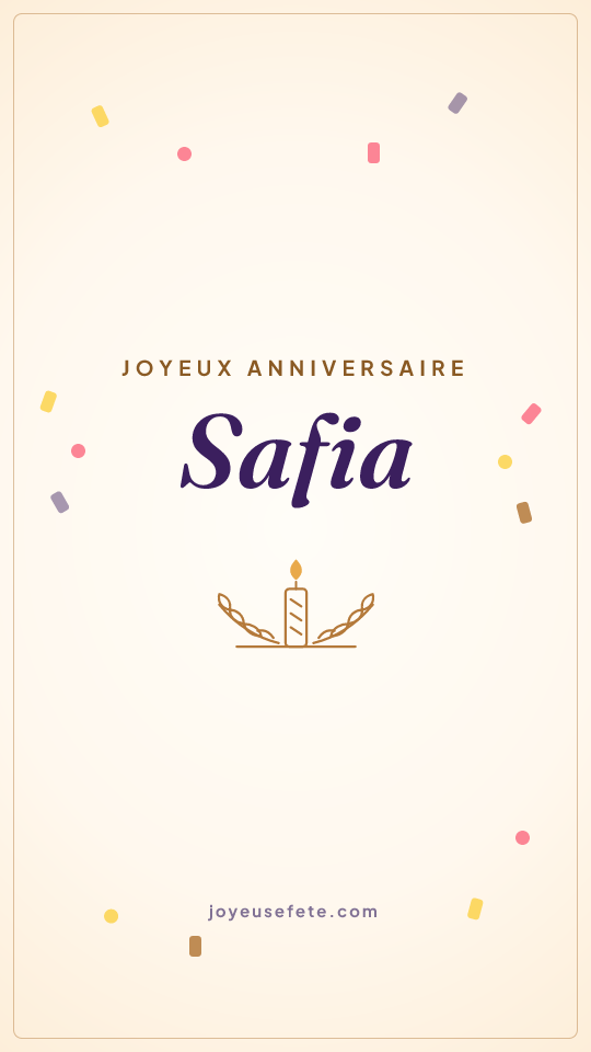 Image « Joyeux anniversaire Safia » au format story