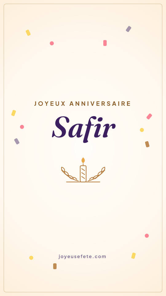 Image « Joyeux anniversaire Safir » au format story