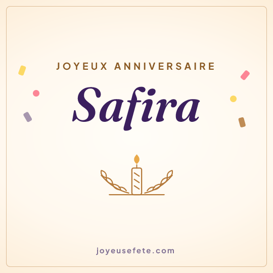 Image carrée « Joyeux anniversaire Safira » pour WhatsApp