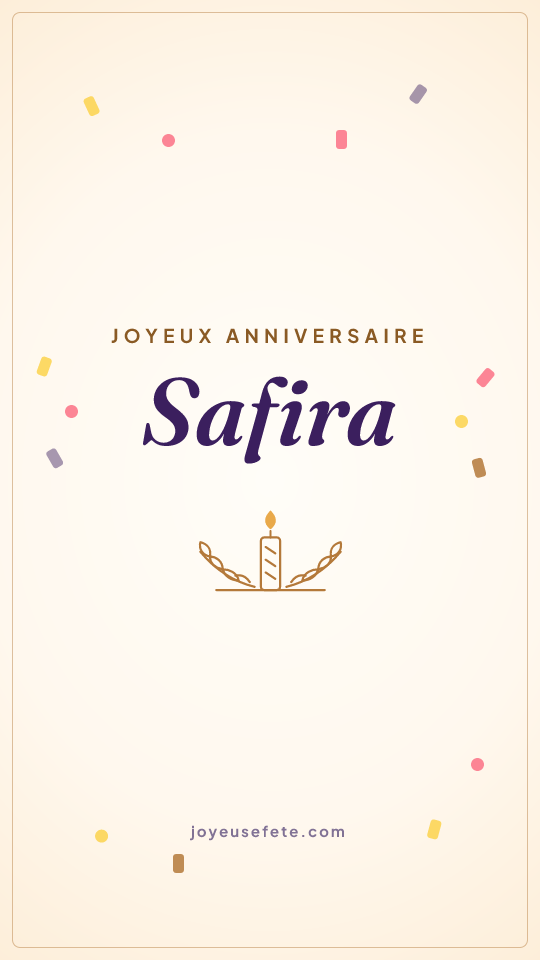 Image « Joyeux anniversaire Safira » au format story