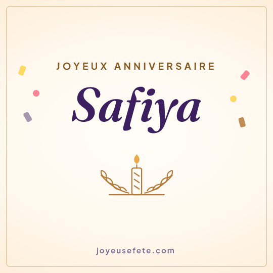 Image carrée « Joyeux anniversaire Safiya » pour WhatsApp