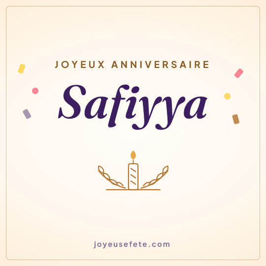 Image carrée « Joyeux anniversaire Safiyya » pour WhatsApp