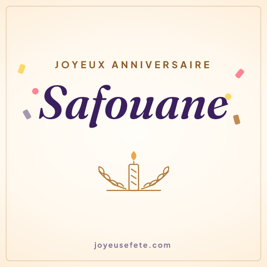 Image carrée « Joyeux anniversaire Safouane » pour WhatsApp