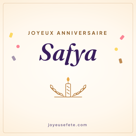 Image carrée « Joyeux anniversaire Safya » pour WhatsApp