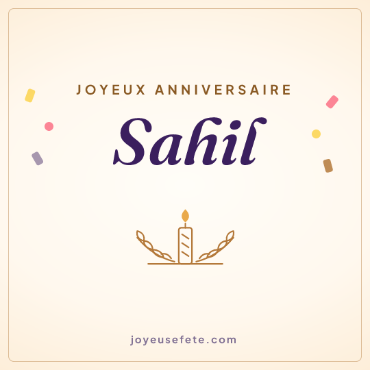 Image carrée « Joyeux anniversaire Sahil » pour WhatsApp