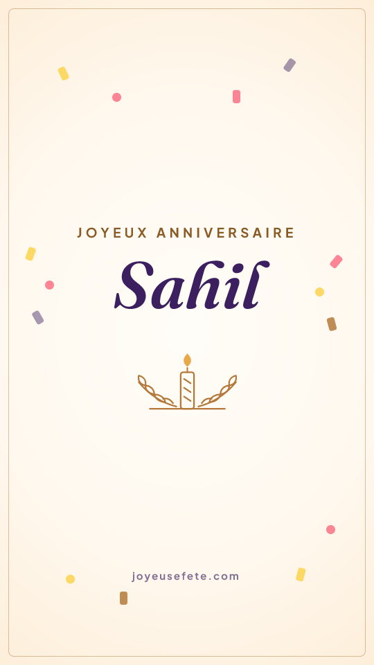 Image « Joyeux anniversaire Sahil » au format story