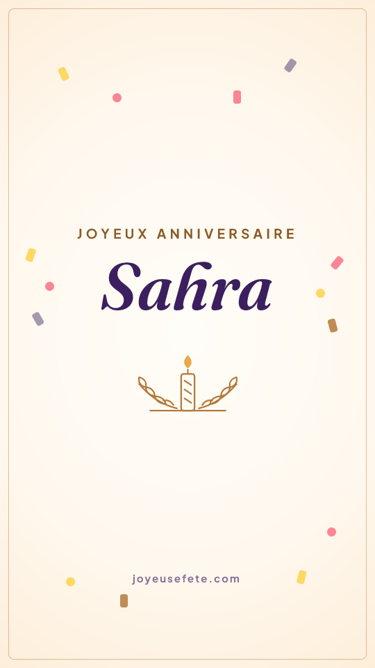 Image « Joyeux anniversaire Sahra » au format story