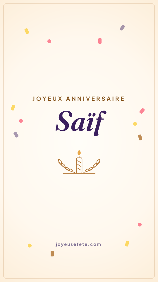Image « Joyeux anniversaire Saïf » au format story