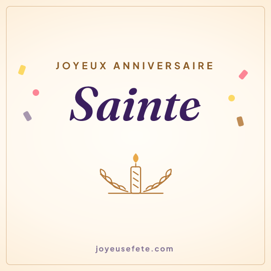 Image carrée « Joyeux anniversaire Sainte » pour WhatsApp