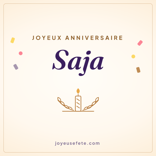 Image carrée « Joyeux anniversaire Saja » pour WhatsApp