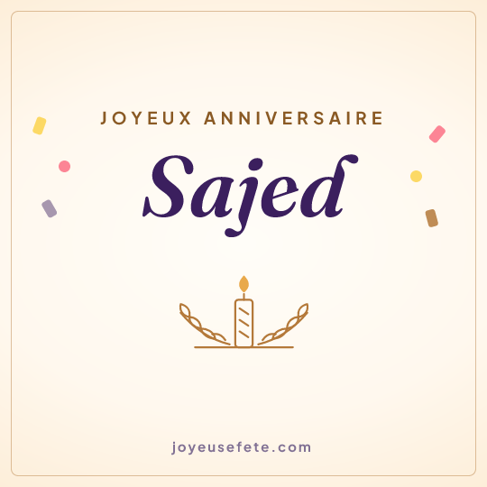 Image carrée « Joyeux anniversaire Sajed » pour WhatsApp