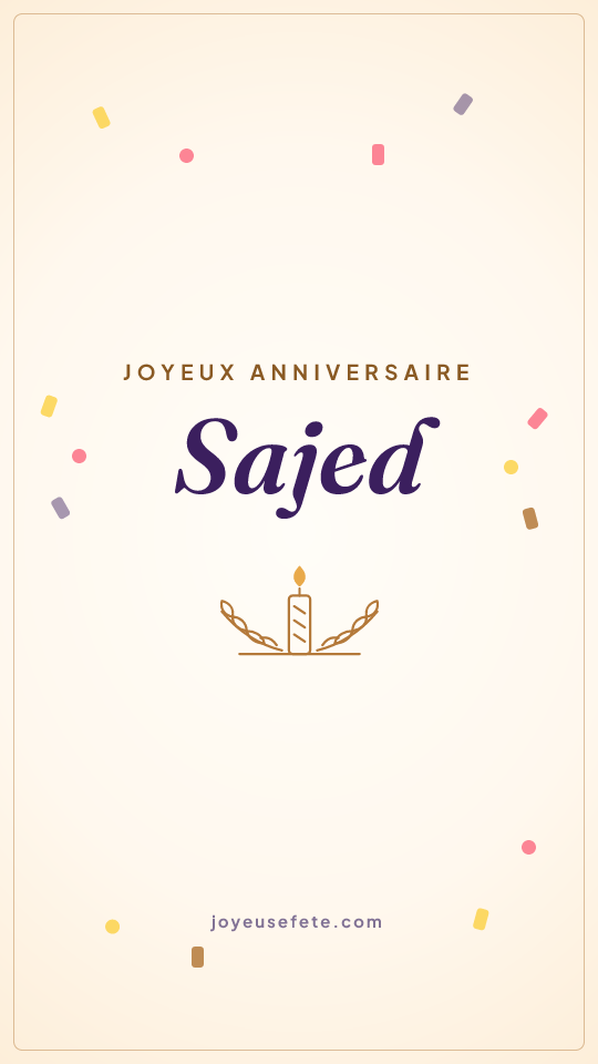 Image « Joyeux anniversaire Sajed » au format story