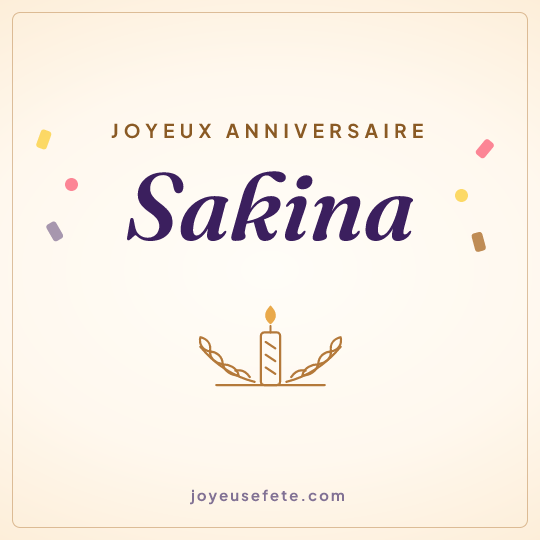 Image carrée « Joyeux anniversaire Sakina » pour WhatsApp
