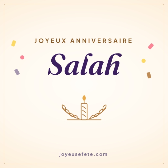 Image carrée « Joyeux anniversaire Salah » pour WhatsApp