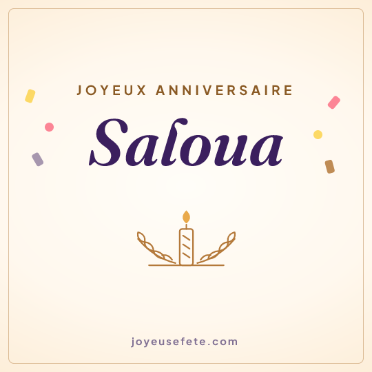Image carrée « Joyeux anniversaire Saloua » pour WhatsApp