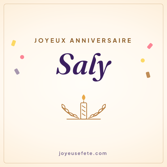 Image carrée « Joyeux anniversaire Saly » pour WhatsApp