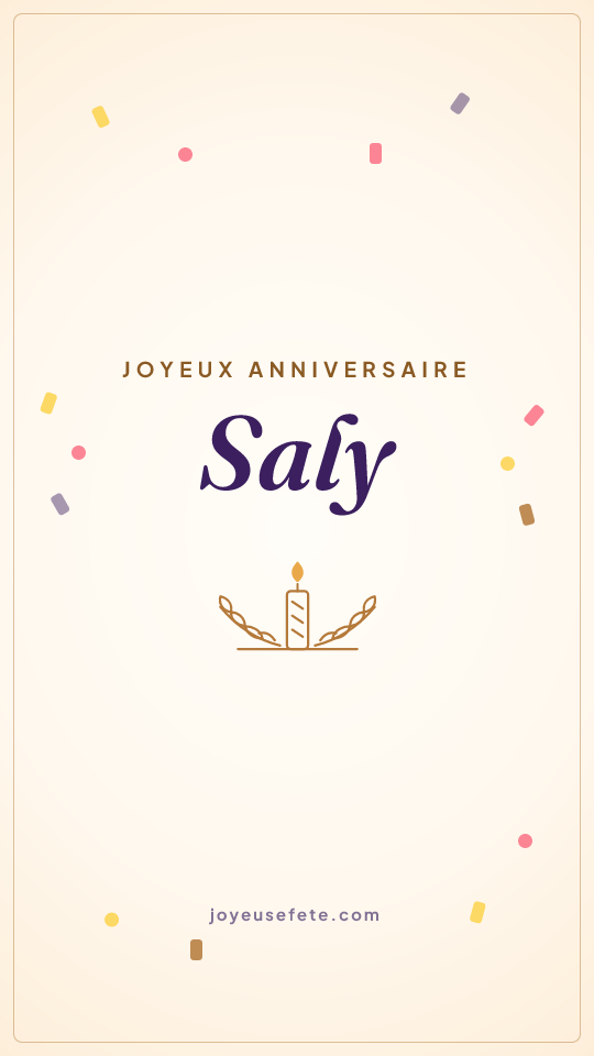 Image « Joyeux anniversaire Saly » au format story