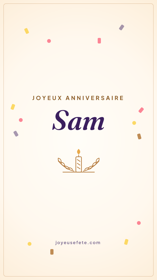 Image « Joyeux anniversaire Sam » au format story