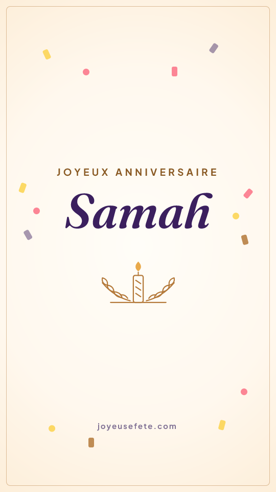 Image « Joyeux anniversaire Samah » au format story