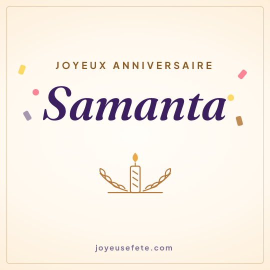 Image carrée « Joyeux anniversaire Samanta » pour WhatsApp