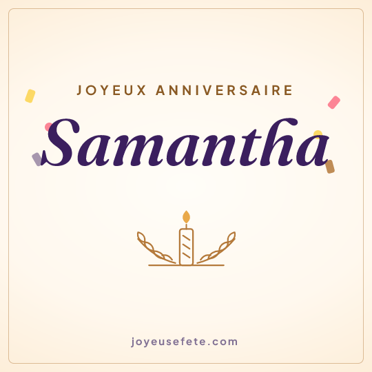 Image carrée « Joyeux anniversaire Samantha » pour WhatsApp