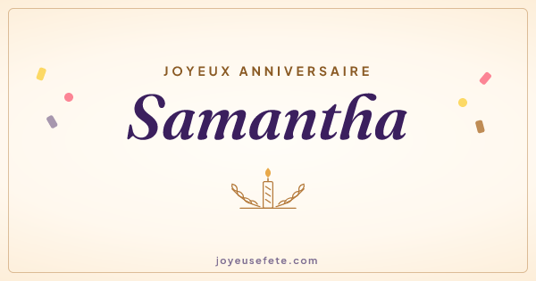 Image « Joyeux anniversaire Samantha » au format large
