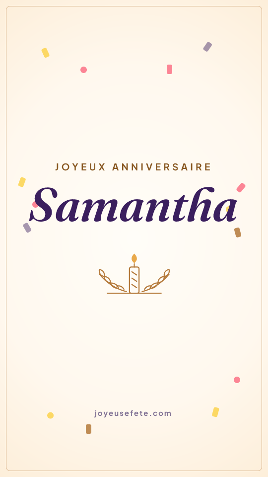 Image « Joyeux anniversaire Samantha » au format story
