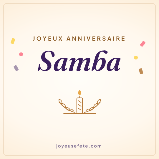 Image carrée « Joyeux anniversaire Samba » pour WhatsApp