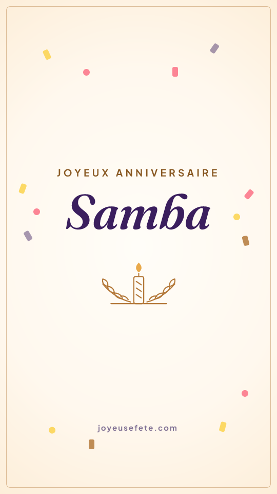 Image « Joyeux anniversaire Samba » au format story