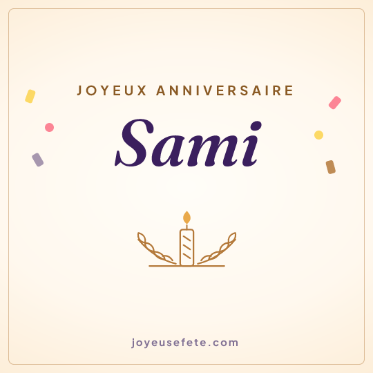 Image carrée « Joyeux anniversaire Sami » pour WhatsApp