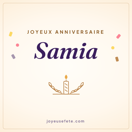 Image carrée « Joyeux anniversaire Samia » pour WhatsApp