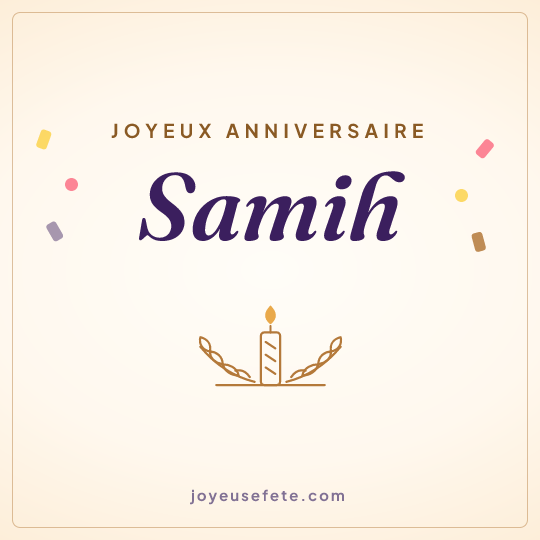 Image carrée « Joyeux anniversaire Samih » pour WhatsApp