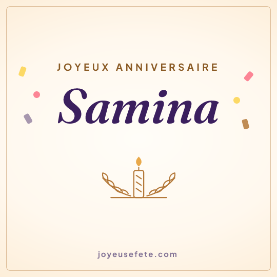Image carrée « Joyeux anniversaire Samina » pour WhatsApp