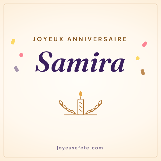 Image carrée « Joyeux anniversaire Samira » pour WhatsApp