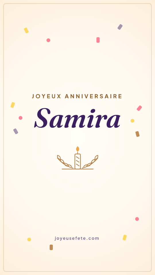 Image « Joyeux anniversaire Samira » au format story