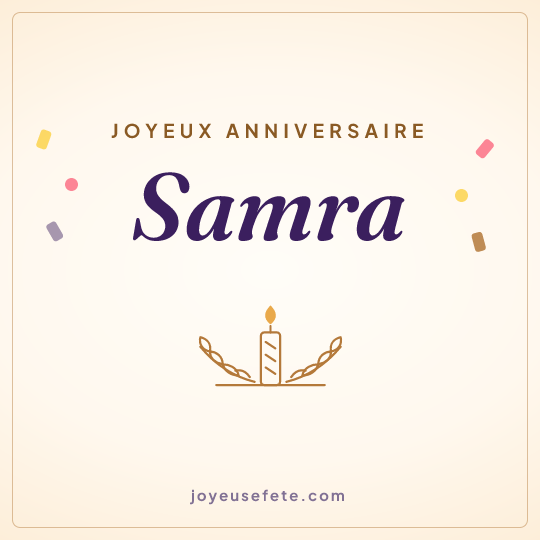 Image carrée « Joyeux anniversaire Samra » pour WhatsApp