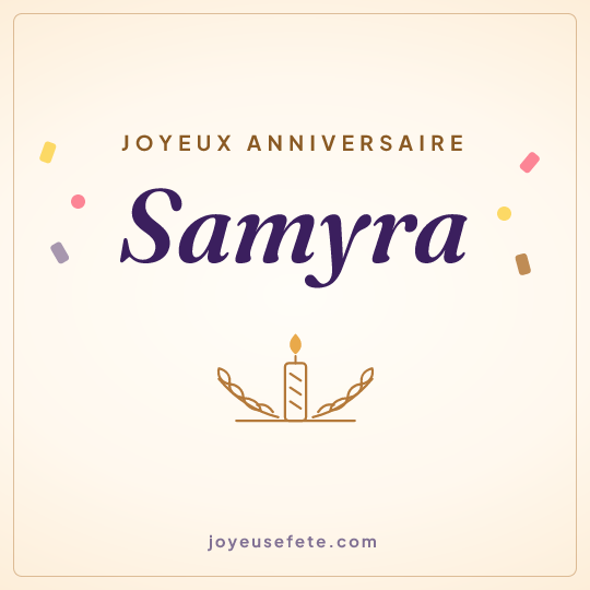 Image carrée « Joyeux anniversaire Samyra » pour WhatsApp