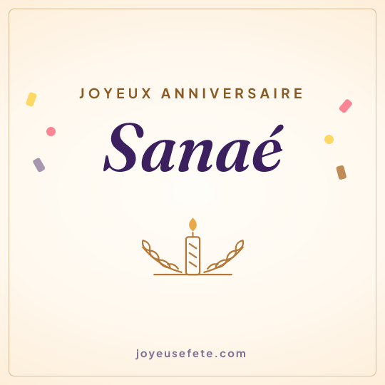 Image carrée « Joyeux anniversaire Sanaé » pour WhatsApp