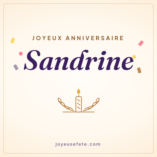Image carrée « Joyeux anniversaire Sandrine » pour WhatsApp