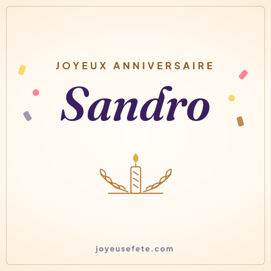 Image carrée « Joyeux anniversaire Sandro » pour WhatsApp