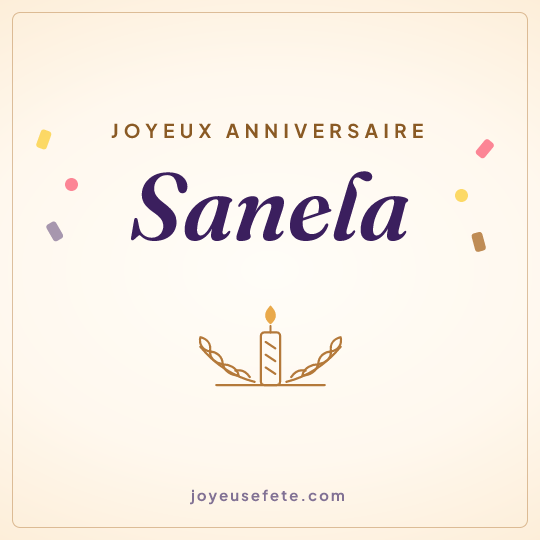 Image carrée « Joyeux anniversaire Sanela » pour WhatsApp