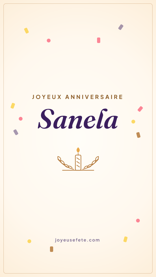 Image « Joyeux anniversaire Sanela » au format story