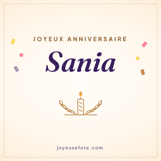 Image carrée « Joyeux anniversaire Sania » pour WhatsApp