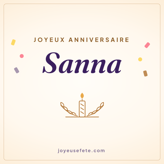Image carrée « Joyeux anniversaire Sanna » pour WhatsApp