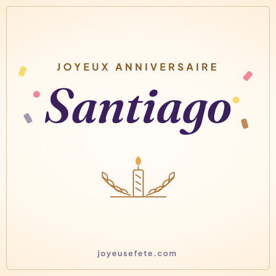 Image carrée « Joyeux anniversaire Santiago » pour WhatsApp