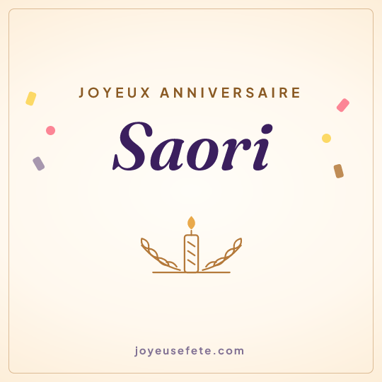 Image carrée « Joyeux anniversaire Saori » pour WhatsApp
