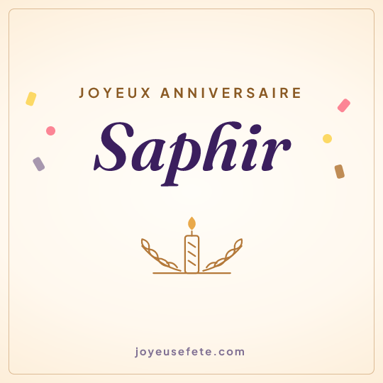 Image carrée « Joyeux anniversaire Saphir » pour WhatsApp