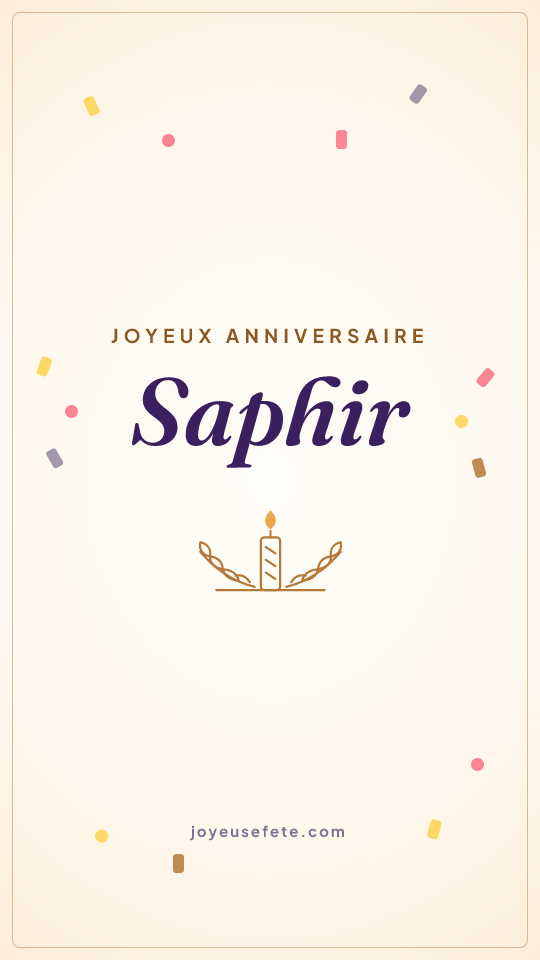 Image « Joyeux anniversaire Saphir » au format story