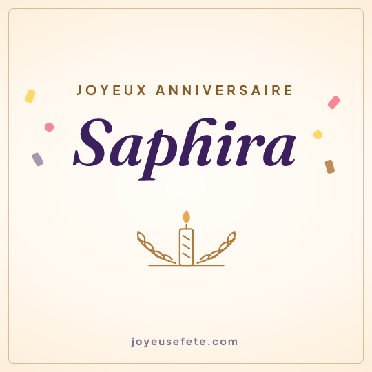 Image carrée « Joyeux anniversaire Saphira » pour WhatsApp