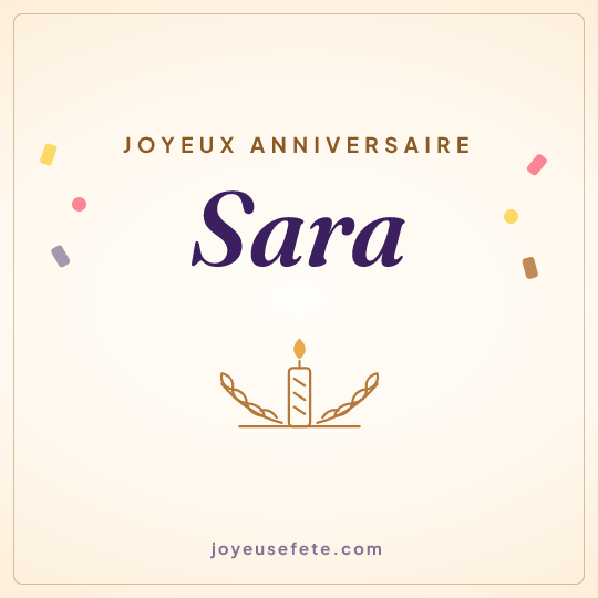 Image carrée « Joyeux anniversaire Sara » pour WhatsApp